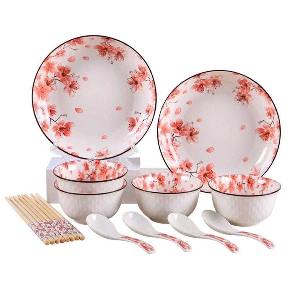 Ceramic Tableware Sets Dinnerware Dinnerware Set Japanese Dish Set Set for Lunch and Dinner (Color : As Picture, Size : 14 PCS)