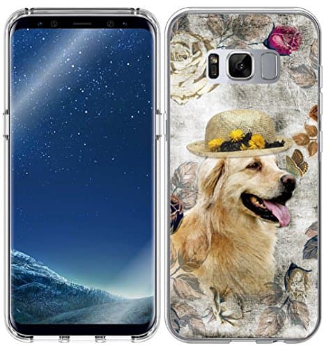 Case for S8 Plus Dog/ IWONE Compatible Protector Cover Skin Protective Protector TPU Rubber Clear Replacement For Samsung Galaxy S8 Plus + Golden Retriever Lovely In Hat