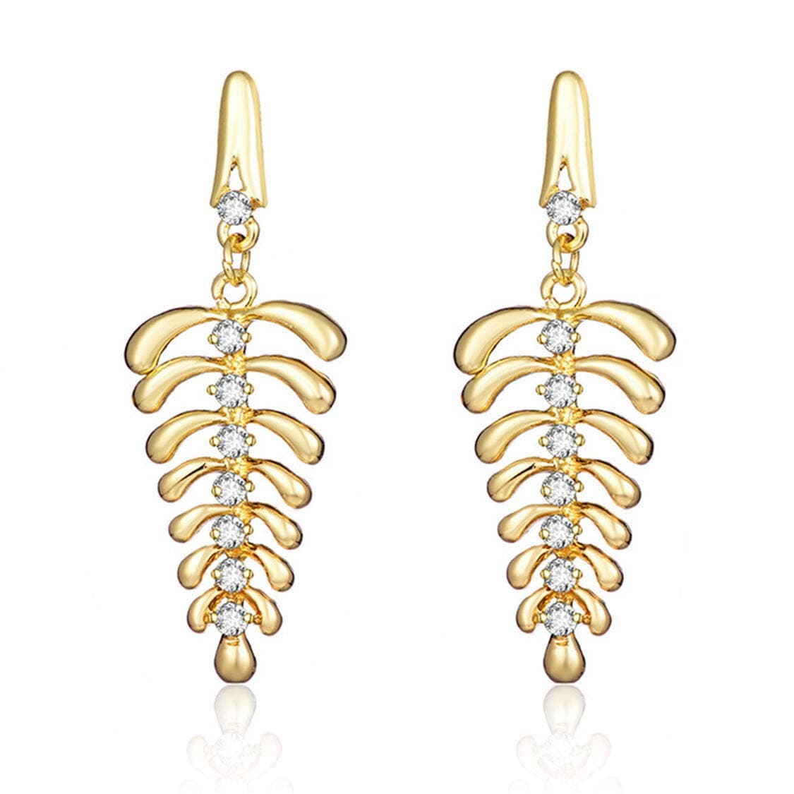 Idiytip Sterling Silver Fern Olive Leaf Ear Crawler Climber Studs Cuff Earrings Jewellery For Women Girls,Gold