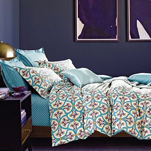 Maximize YFP-125 4-Piece Bed Sheet Set, 100% Pure Cotton with 200 Thread Count, Twill Woven, Printed Paisley Patterns, Wrinkle, Fade &amp; Stain Resistant, King Size