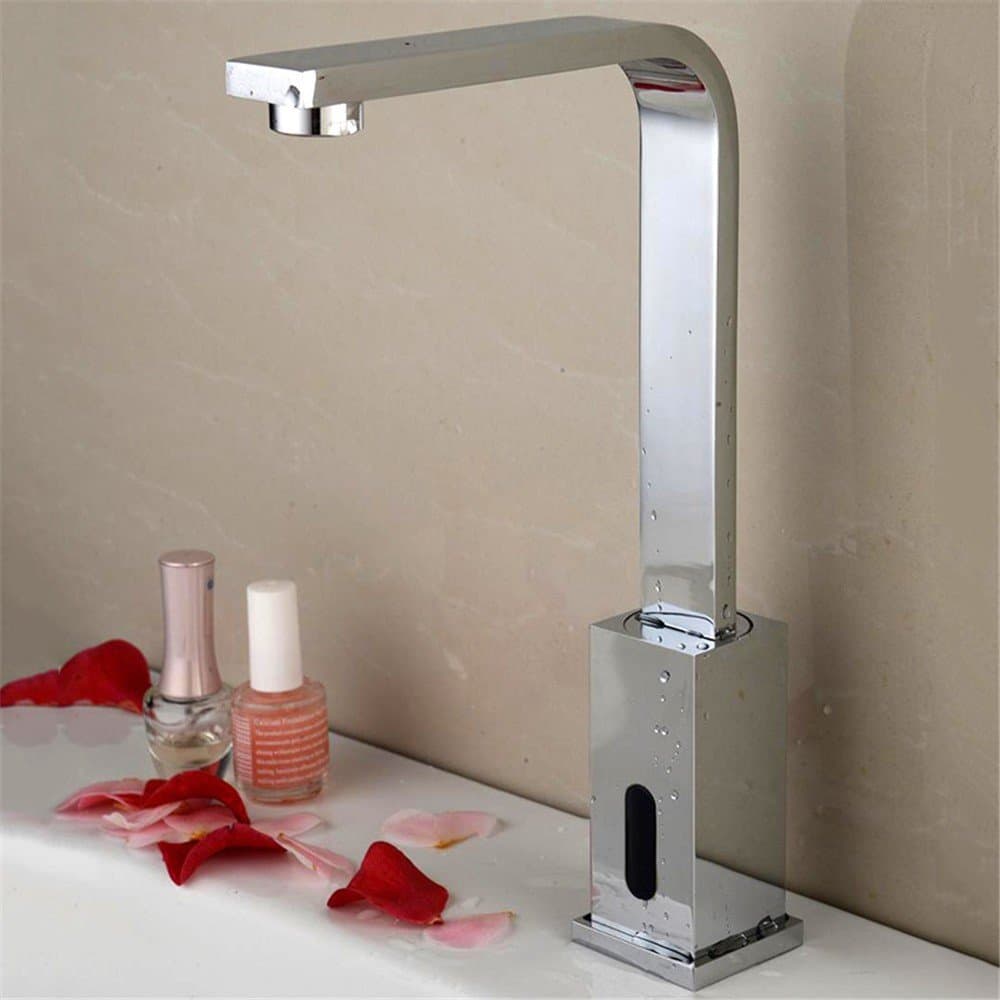 Modern brass silver sensor solenoid valve hands-free one hole smart sensor bathroom basin mixer/Bathroom Sink Taps/Basin Mixer Tap/Bathroom Tap/Bathroom Mixer/Bathroom Basin Mixer Tap/Sink Taps