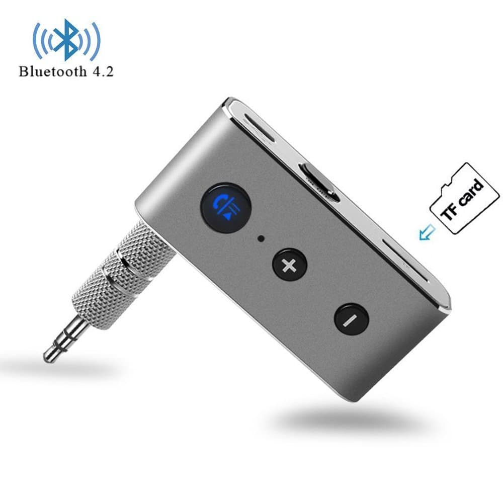 Yabland Bluetooth Receiver,Bluetooth 4.2 Wireless Receiver Portable Bluetooth 3.5mm AUX Adapter Car Kit Hands Free,Support TF Card for Headphones,Speakers,Home,Car Audio Sound Stereo Music System