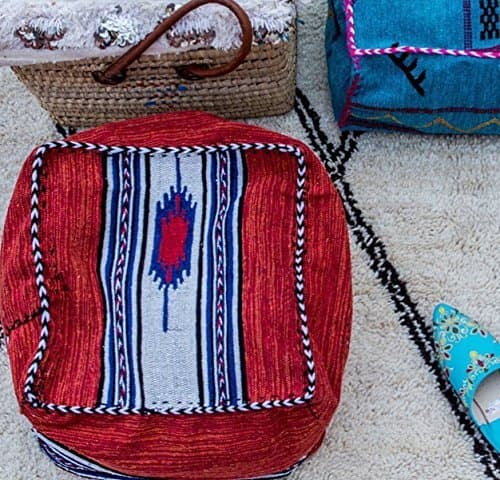 Red/ Deep Orange Moroccan Hanbel Pouf / Ottoman