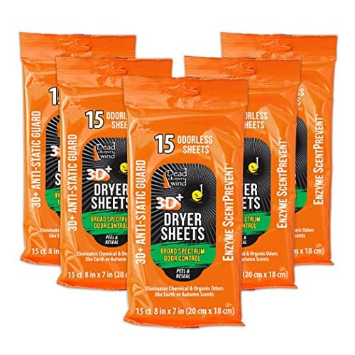 Dead Down Wind Dryer Sheets (15 Pack) - 5 Pack - 75 Sheets
