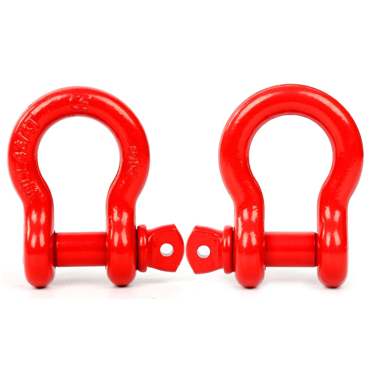 FreeTec 3/4" (2 PACK) D-ring Shackle, 4 3/4 tons WLL (9,500 Lbs), Heavy Duty Galvanized D Ring for Jeep Vehicle Recovery (Red)