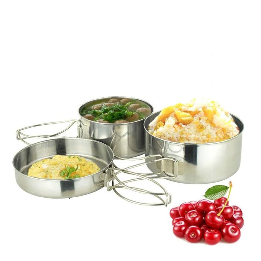 KingbeefLIU Pan, Outdoors Portable Camping8Pcs Cookware Kitchen Pots Container Set, Easy for Outdoor Storage and Carry