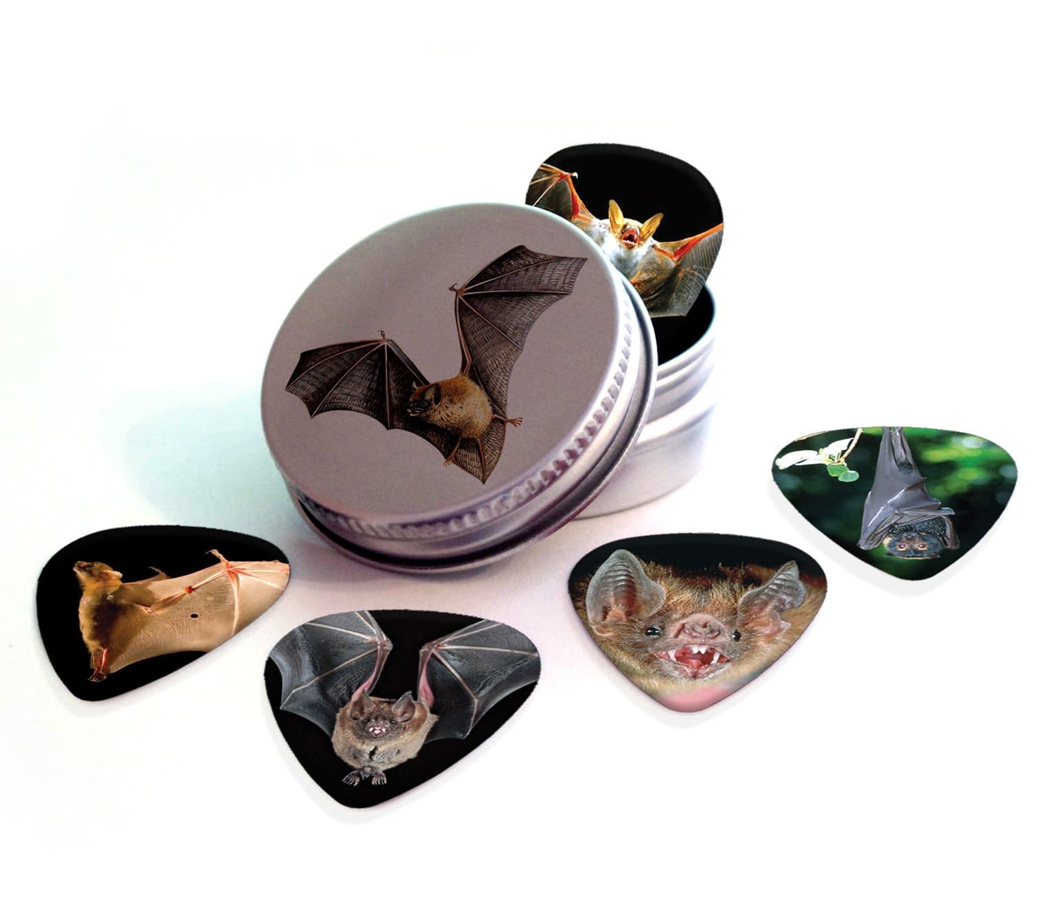 Bats 5 X Guitar Picks in Tin