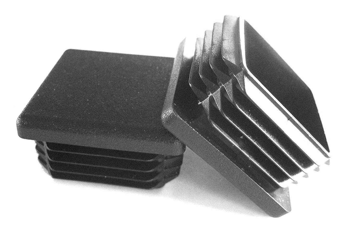 Prescott Plastics 1.5 Inch Square Plastic Plug Insert, Black End Cap for Metal Tubing, Fence, Glide Insert for Pipe Post, Chairs and Furnitures (100 Pack)