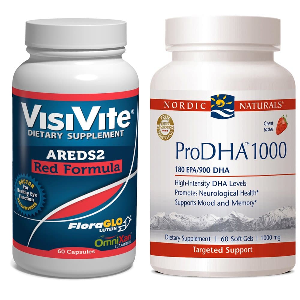 VisiVite Premier Ocular Formula No. 2 Combo (1 VISIVITE AREDS2 SELECT-60 capsules bottle & 1 ProDHA 1000-60 softgels)