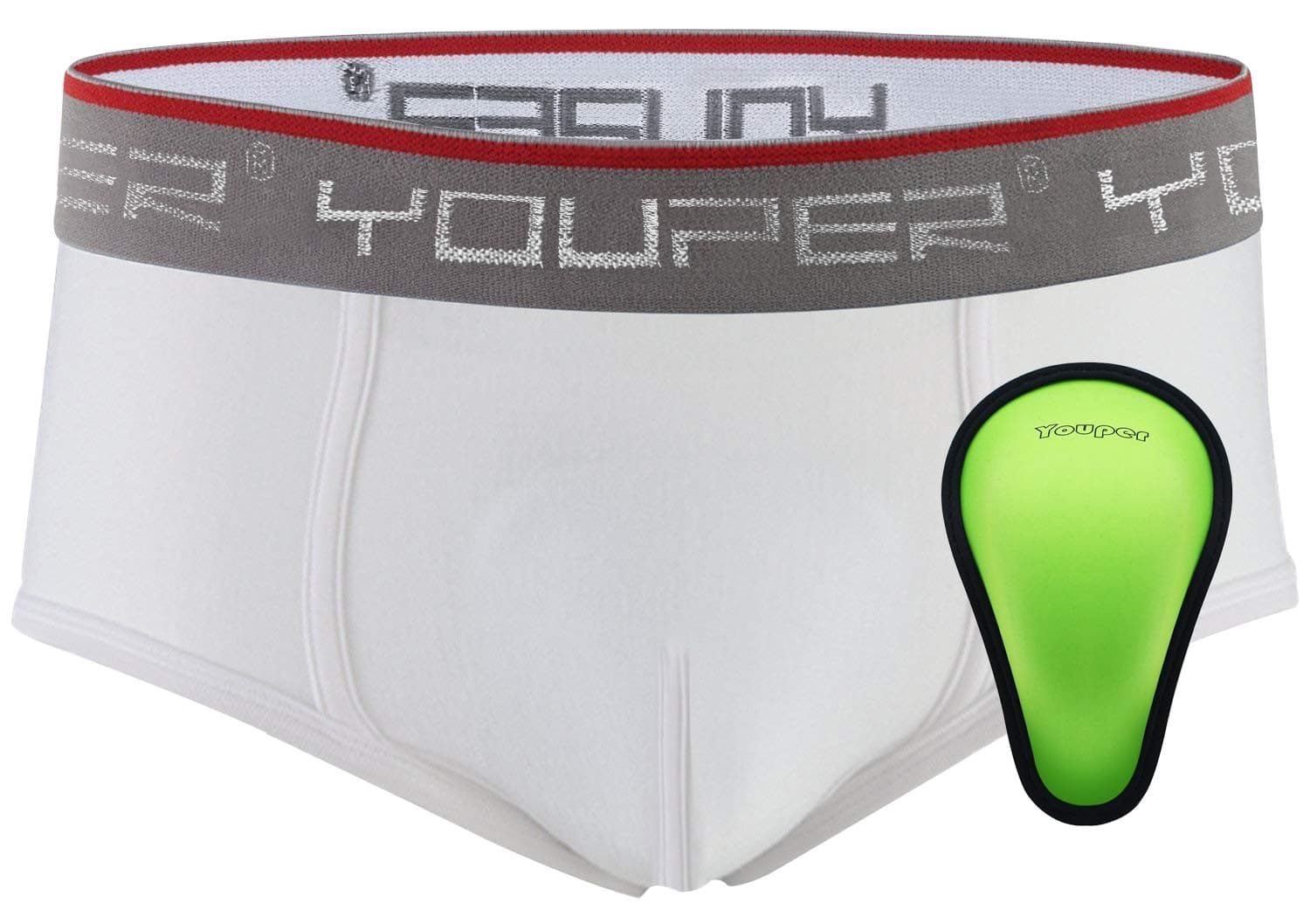Youper Boys Compression Brief with Soft Protective Athletic Cup, Youth Underwear for Baseball, Football, Hockey, Lacrosse