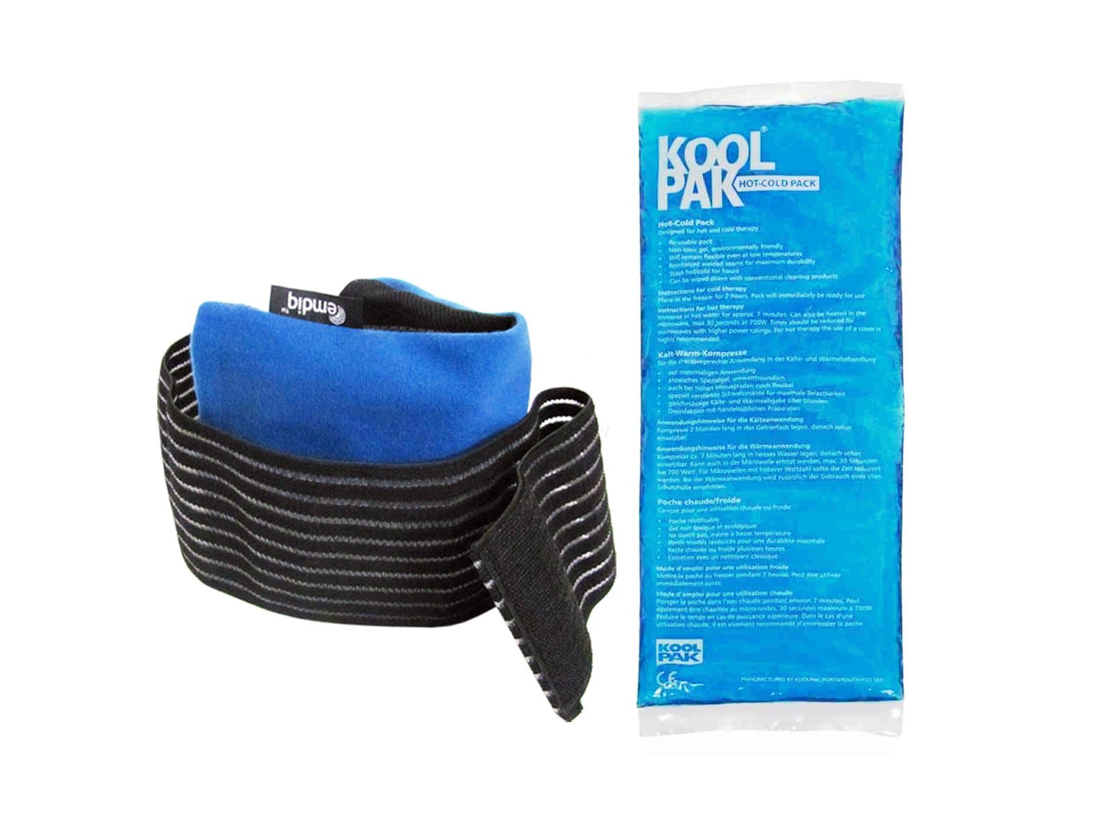 Emdiq Adjustable Compress Wrap and Koolpak Hot Cold Gel Pack - 1 Set