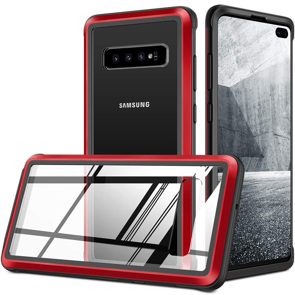 Samsung Galaxy S10 Plus Case, Isuke Heavy Protective Galaxy S10 Plus Case 360° Metal Body [1.5MM] Thick Polycarbonate Slim Fit Without Screen Protector Case for Samsung Galaxy S10+ 6.4 inch (Red)