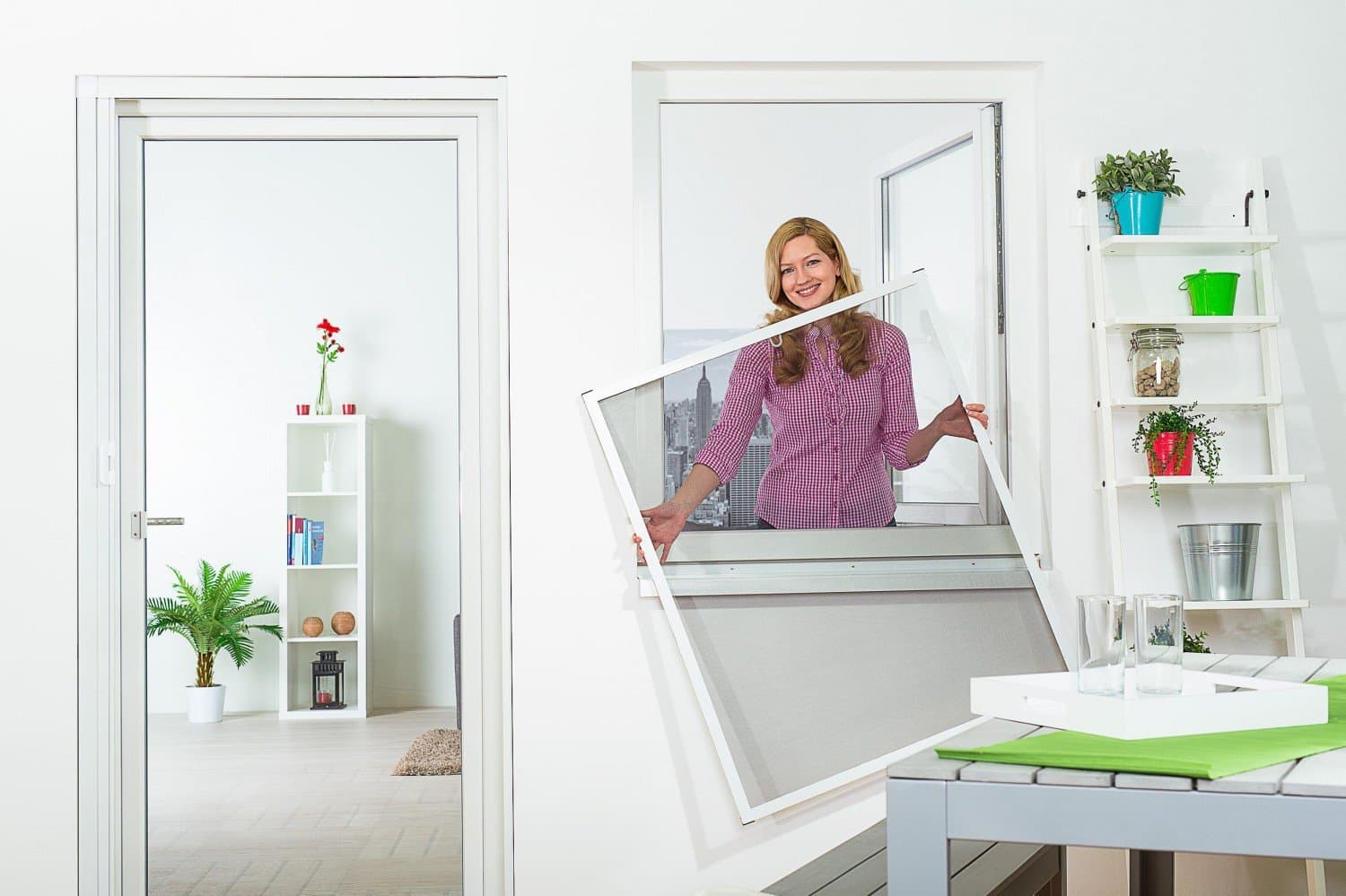 Anti-Insect Anti-Fly Net Window, Adjustable in Height and Width, Smart with Fibre Glass Fabric Net and Aluminium Frame