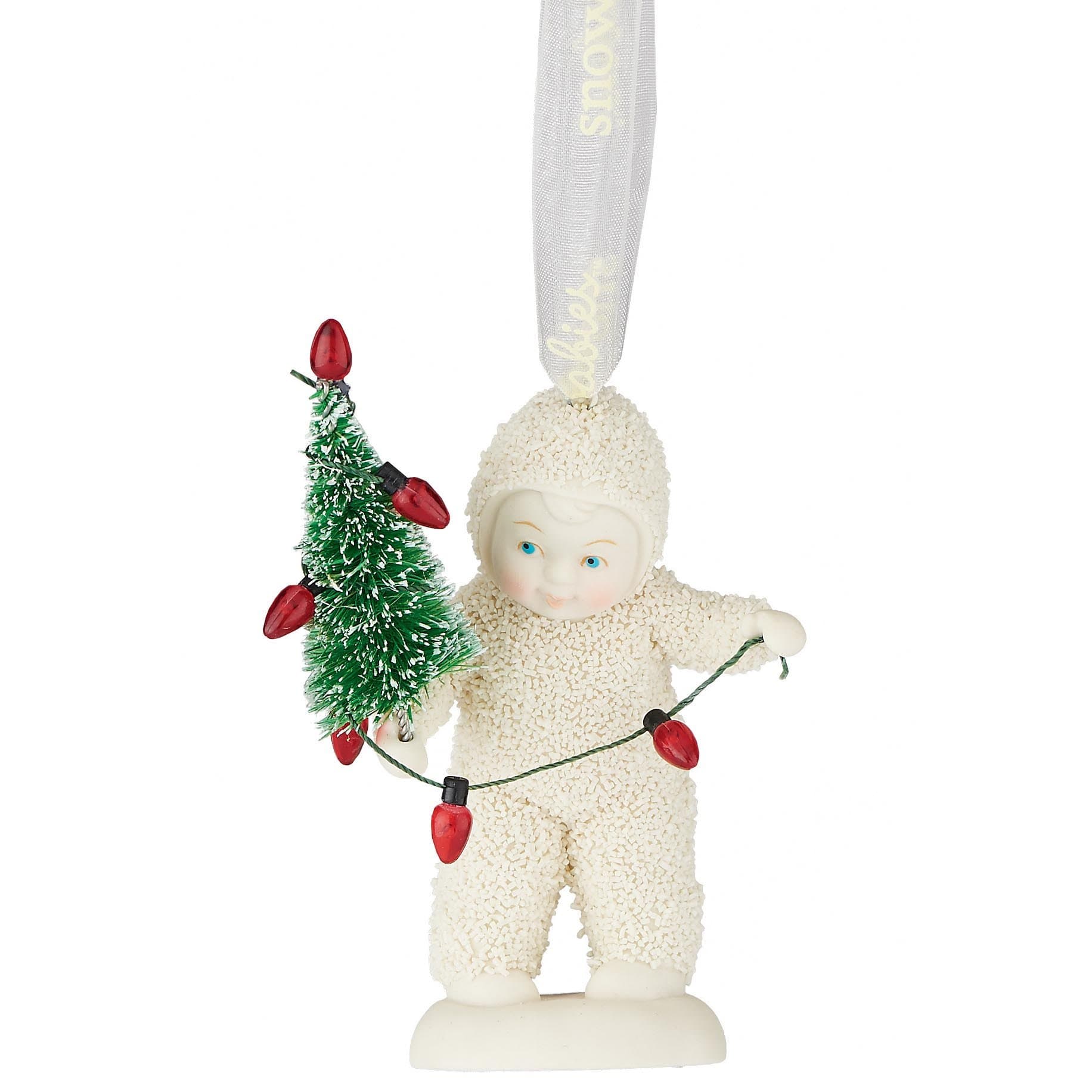 Snowbabies Lighting the Tree Hanging Ornament Figure