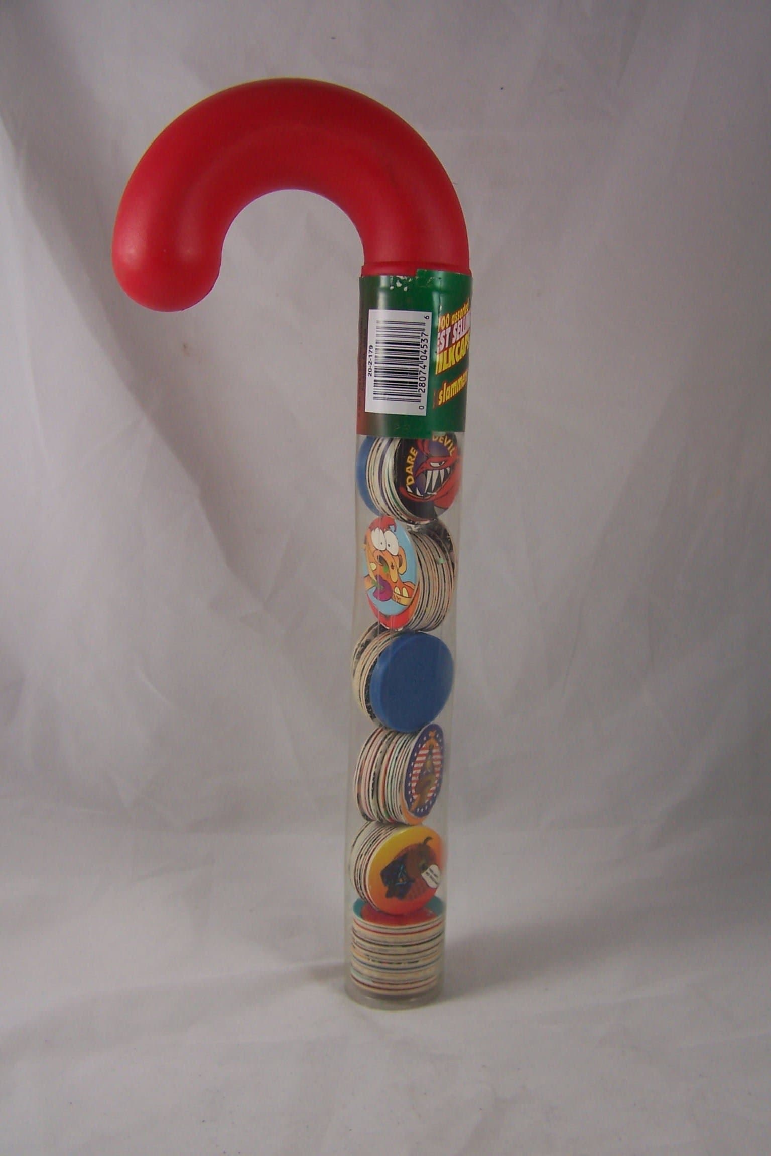 POGS - Candy Cane Tube, Filled with Assorted Pogs and Slammers