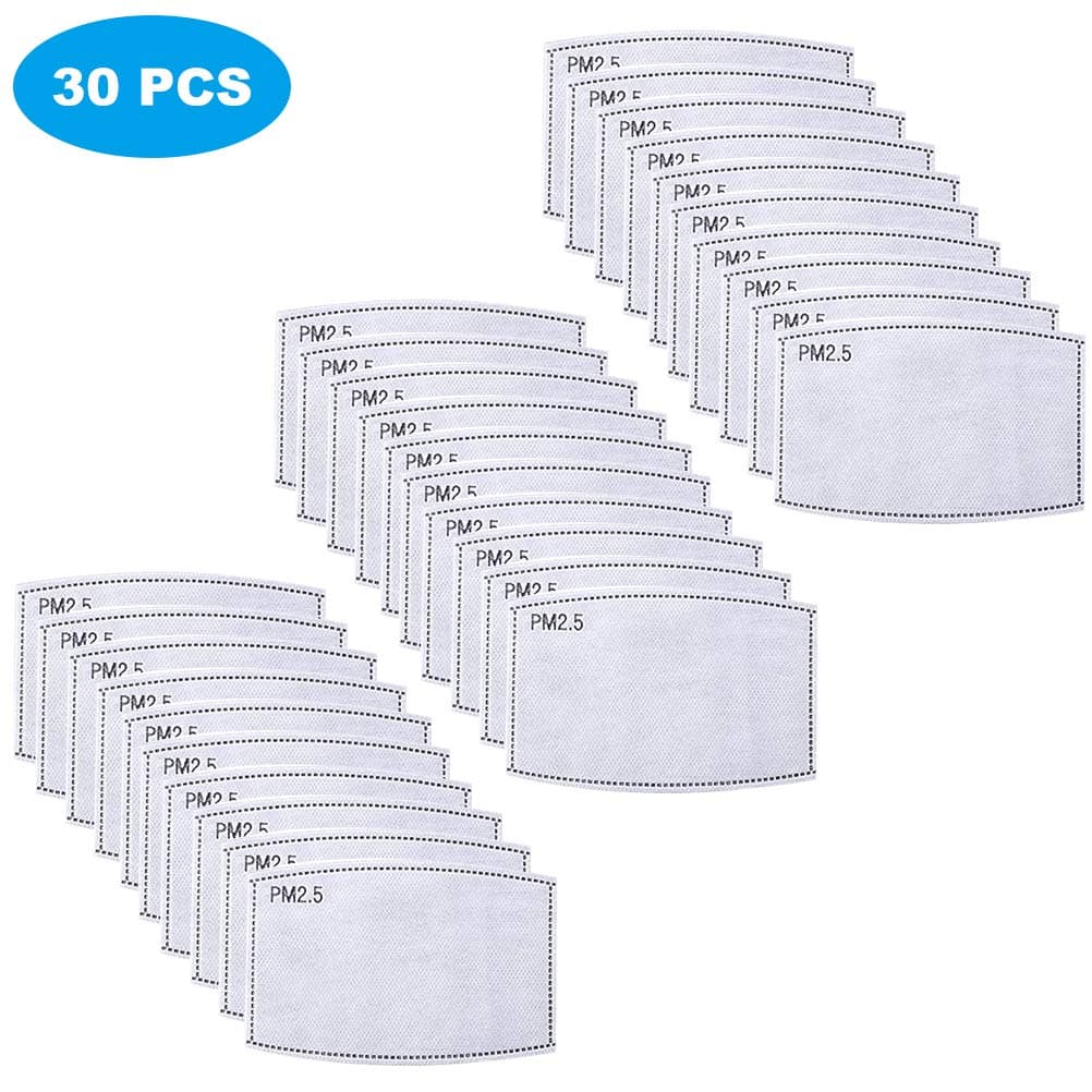 Mask Filter, 30 Pcs PM2.5 N95 4-Layered Activated Carbon Filter Face Mask Breathing Insert Anti Haze Mouth Mask Filters for Outdoor Activities (12x8cm)