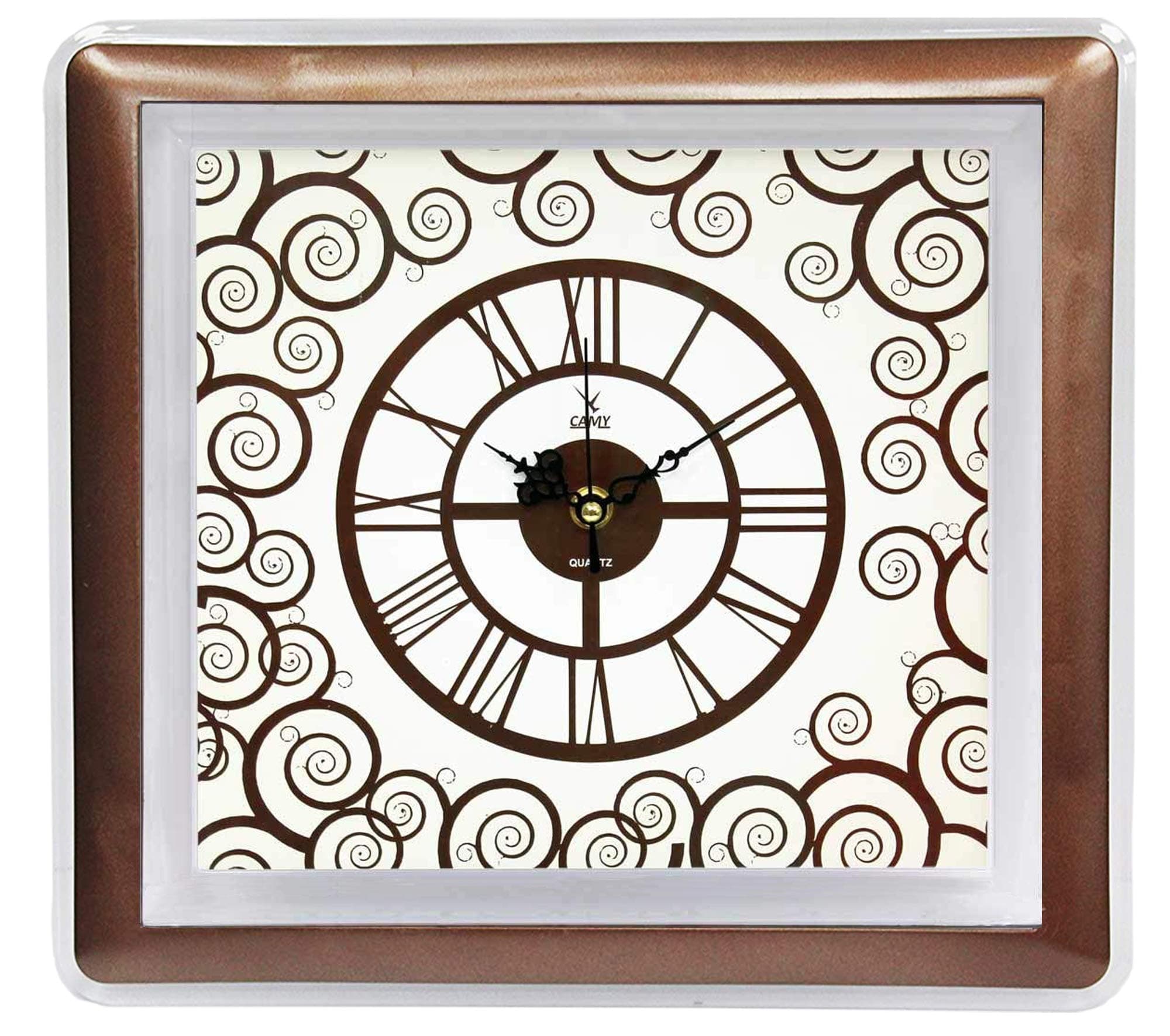 Camy Large Wall Clock, Large Rectangle Elegant Wall Clock- Quality Quartz, Battery Operated, Decorative Home Clock (Beige Vectors, 14 INCH X 12.5 INCH)