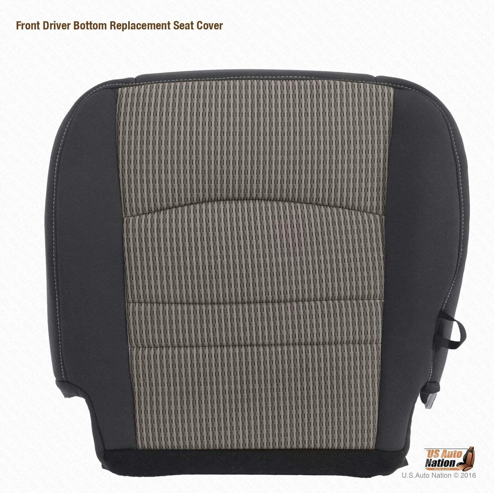 US Auto Nation Fits Dodge Ram Front Cloth Seat Replacement Covers Dark Gray V3 (Driver Bottom)