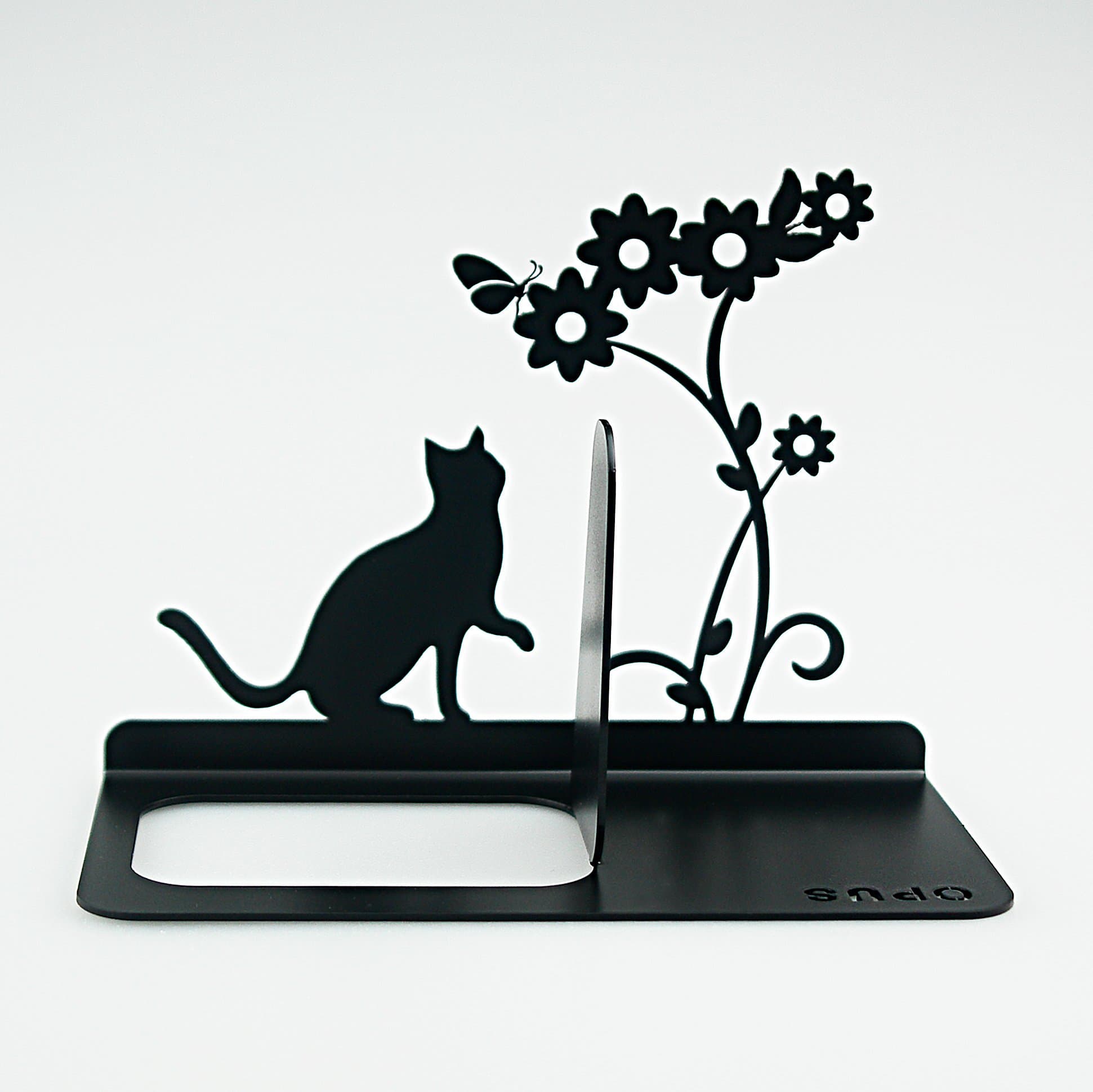 Bookend Stand Holder - Cat shape (Black)
