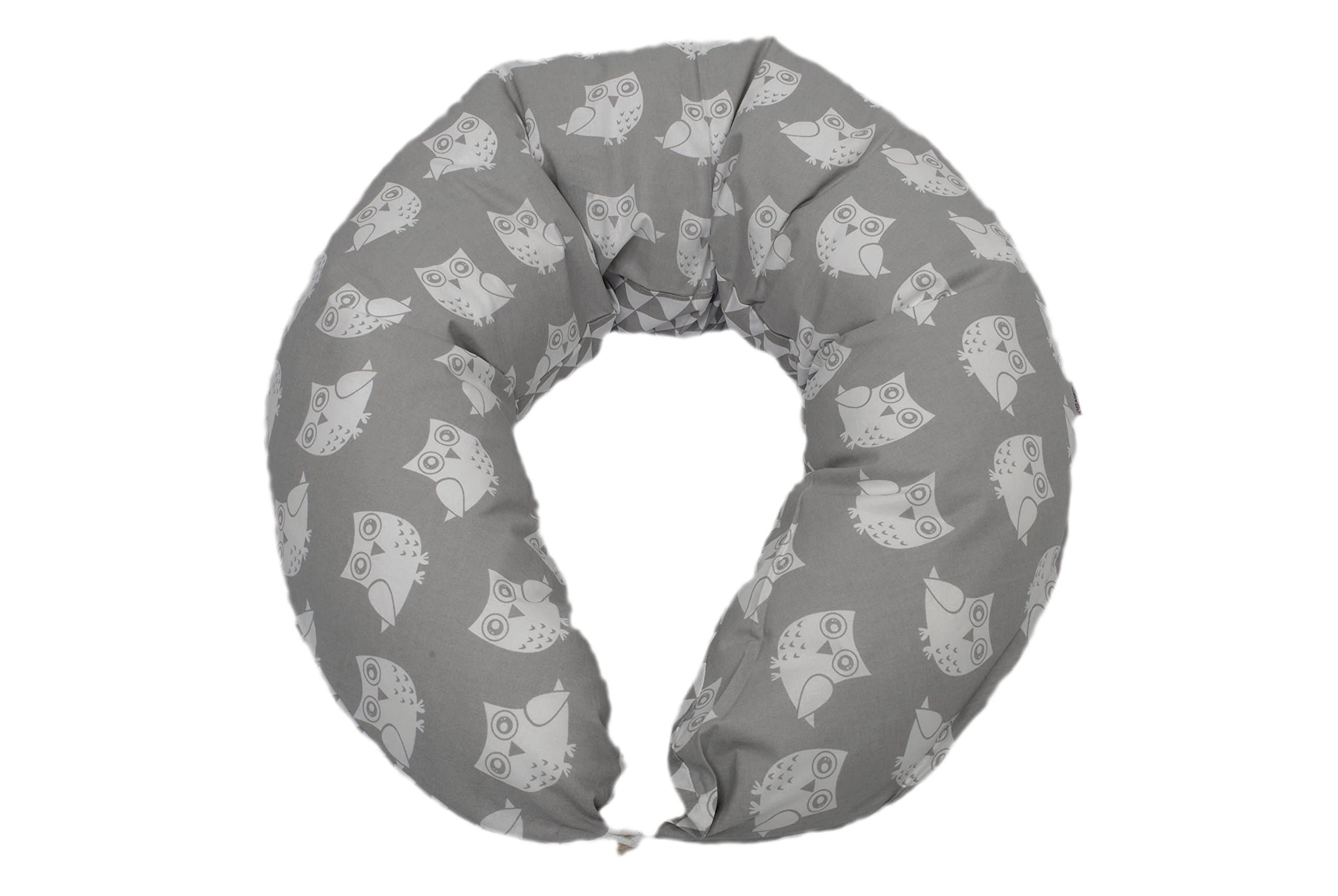 Breastfeeding pillow Nursing pillow side sleeper pillow in different colors from HOBEA-Germany, Design: Owls gray triangles