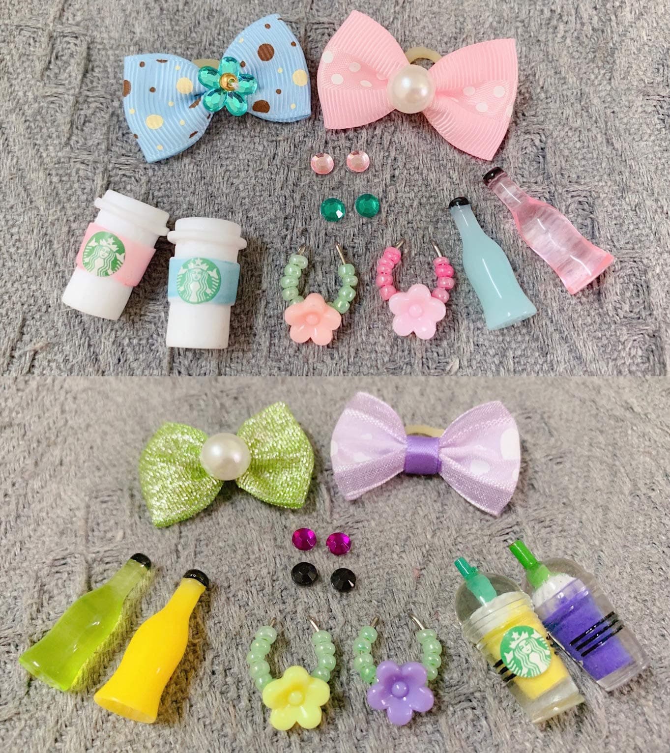 Linda Store LPS Accessories 9pcs (1 Set) Random Drinks Collars Bows fit lps Great Dane Collie Short Hair Cat Dachshund Cocker Spaneil Rare Figures