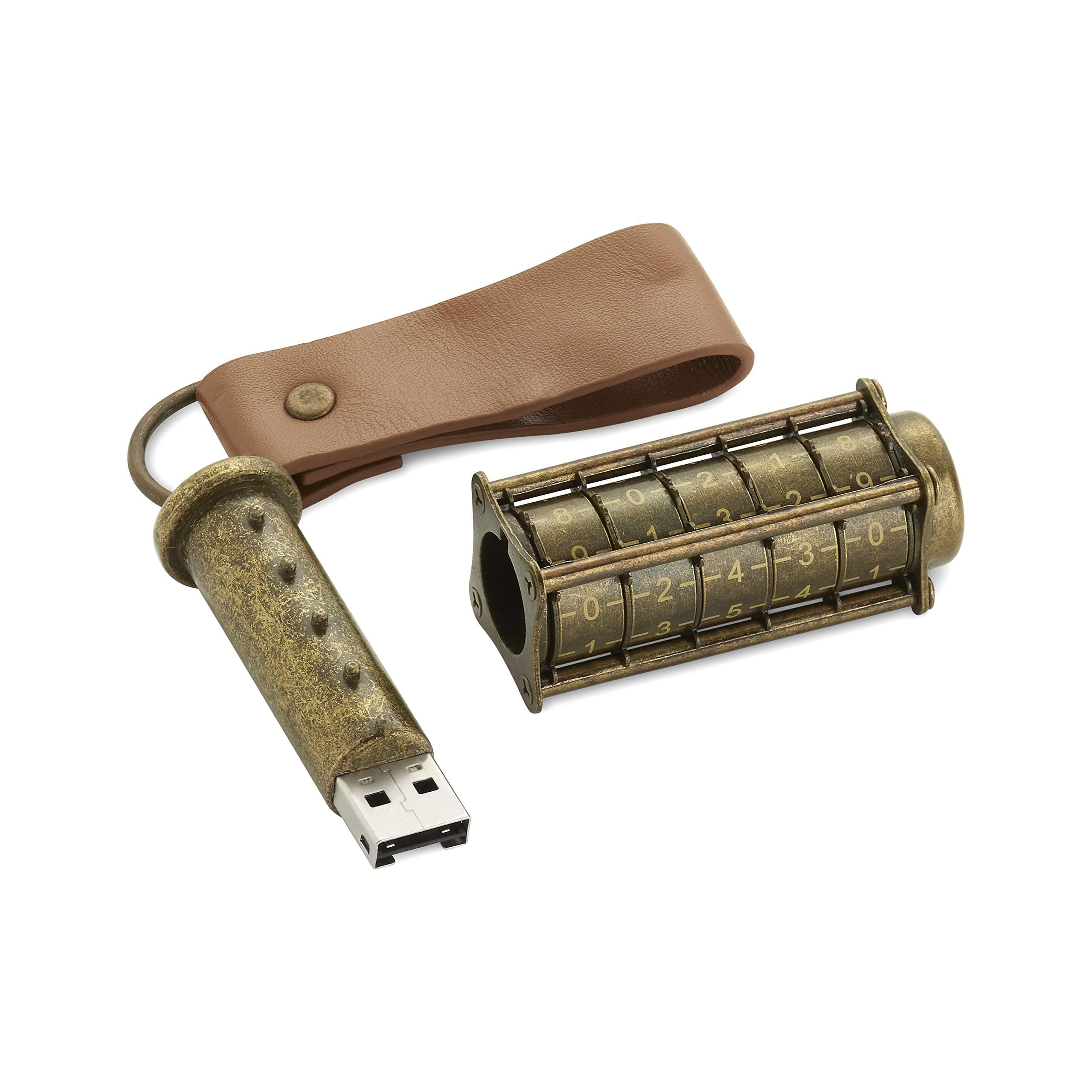 Cryptex USB Flash Drive | Unique Password Protected Flash Drive | Safely Store Up To 128gb | brass Coloured Portable Flash Drive | Inspired By Leonardo Da Vincis Sketches