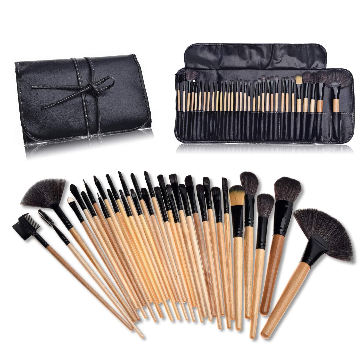 Makeup Brush Set with Case - Professional Grooming Kit 32 Pcs Professional Premium Horse Hair Makeup Brush Halloween