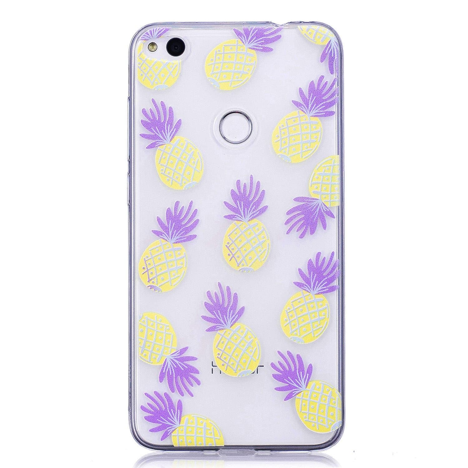 Huawei P8 Lite 2017 Case/Honor 8 lite Case +[Free Screen Protector],MEECase Transparent Soft Rubber Silicone Gel TPU Bumper Ultra Thin Colourful Print Design Protective Case(Pineapple)