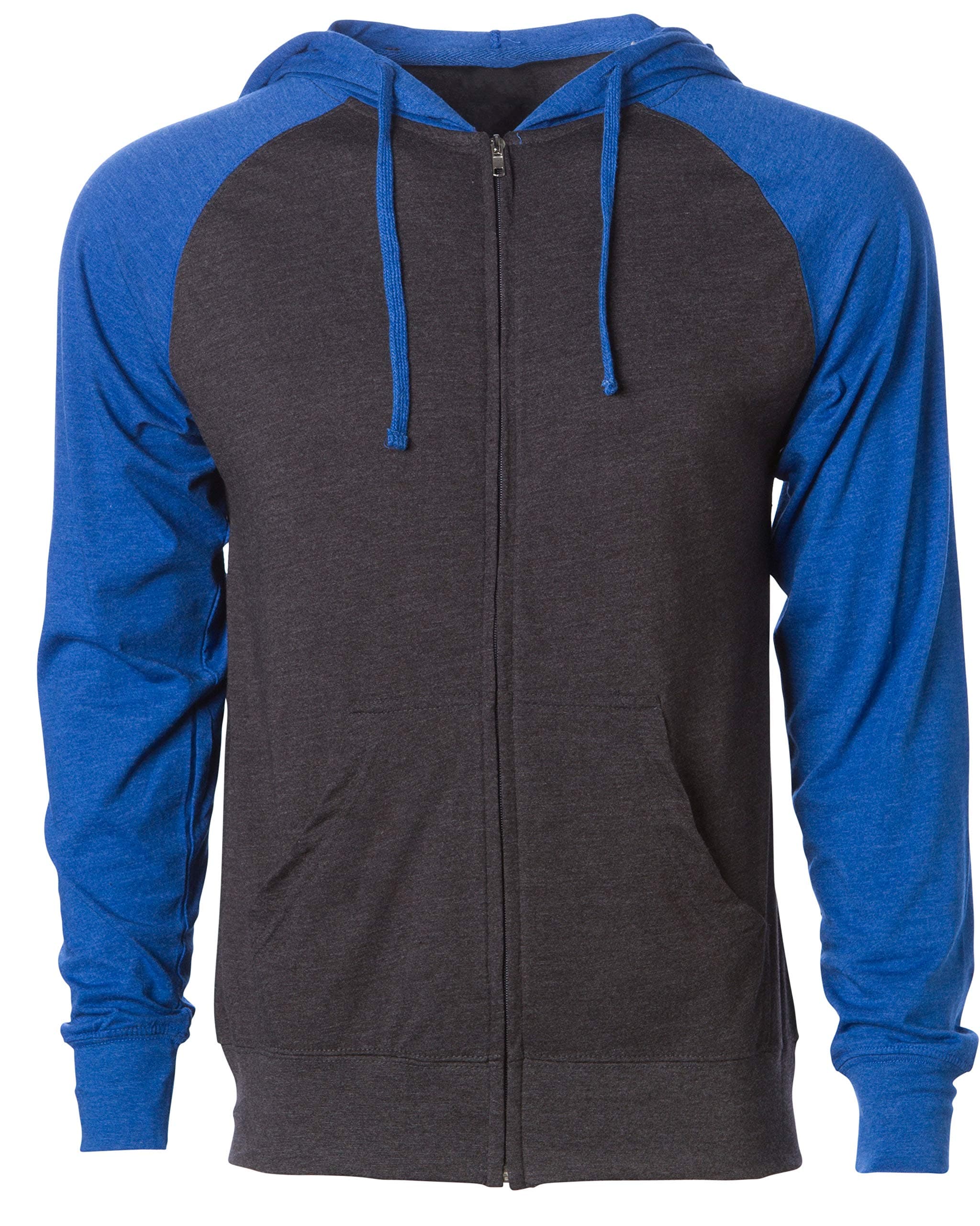 Global Blank Mens Lightweight Tshirt Jersey Full Zip Up Hoodie Hooded Sweatshirt