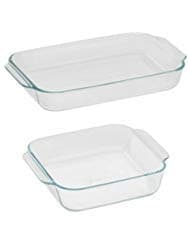 233 3qt Rectangle and 222 2qt Square Clear Glass Baking Dishes - Made in USA