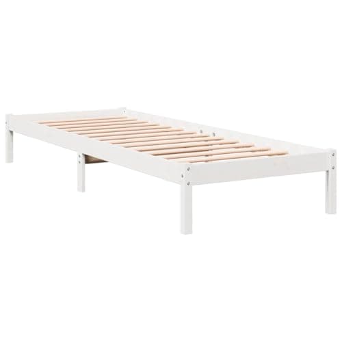 vidaXL Extra Long Bed Frame - White Solid Pine Wood 90x220 cm - Single Bed Frame with Sturdy Legs and Slats for Optimal Support - Ideal for Bedroom