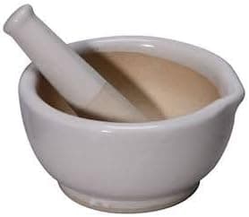 NAUDH Porcelain Pestle and Mortar/Kharal/Amam Dasta/Okhli Set for Grinding Small Spices and Medicines (6 inch)