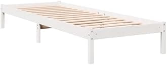 vidaXL White Single Bed Frame 90x210cm Extra Long Solid Pine Wood - Wooden Bed Frame with Slats & Sturdy Legs for Bedroom