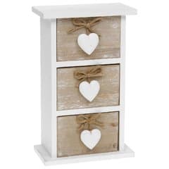 Shabby Chic Provence Heart Three Drawer Mini Chest