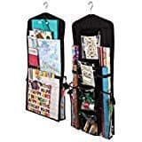 AOTUNO Double-Sided Hanging Gift Wrap Organizer Storage Bag,Wrapping Paper Storage Holder(Black, 17"*40")