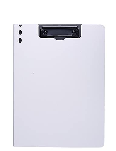 File Cover Folder Clipboard, Profile Clip File Folder, 360 Degree Flip Writing Pad, PP File Clipboard for A4 and Letter Size Business, Office, School Papers - Horizontal, White