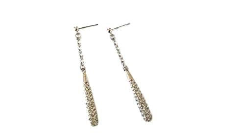 Crystal Stick Earring Swarovsky Style -Silver Tone Drop Earrings