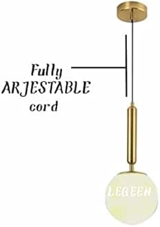 LEGEEN Pendant Lighting Modern Style One Light Kitchen Lamp Frosted Glass Globe Lampshade Pendant Light Indoor Hanging Light Fixture for Dinning Room Bedroom with Bulb