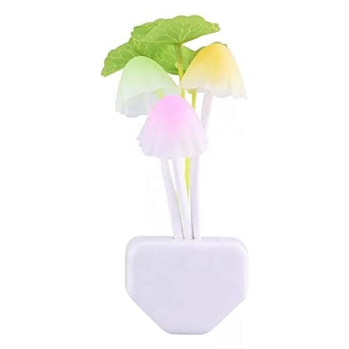 Mushroom Lamp Magic 3D LED Night Lamp with Plug Smart Sensor auto On/Off Flowers Bulbs Nature Illumination Decoration Mushroom Shape Light Home Decor Lights Automatic Sensor Light Multi-Color Changing Night Light with Automatic Glows in Dark with Sensor Work in Dark Place Due to Night Sensor Romantic Night Lamp Night Led Bulb Zero Watt with Holder Plug For Pana_sonic P100 for Bedroom, Kids Room, Table Lamp, Office and Living Room Pack of 1