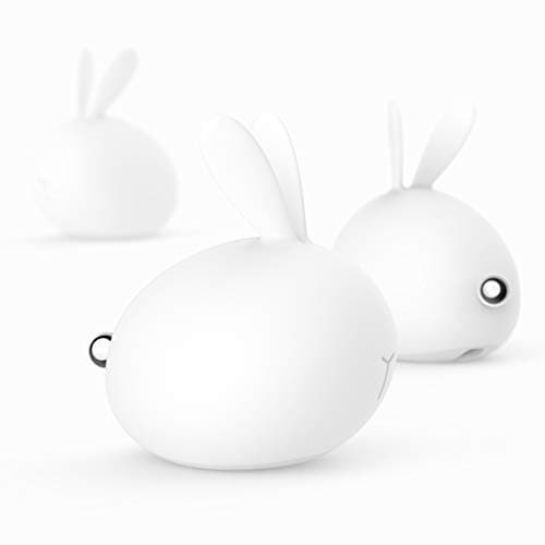 Silicone Soft Color Changing Rabbit LED Night Light for Kids, Change 7 Single Colors by Tapping, Sensitive Smart Tap Control and 4 Adjustable Brightness,USB Rechargeable Battery