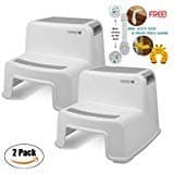 Kids Step Stool By Sahara Baby: Dual Height Step Stool for Toddlers, Anti-Slip Rubber For Safety, Suitable For Kitchen or Potty Training in Bathroom With Door Pinch & Safety Lock Accessories (2 pack)