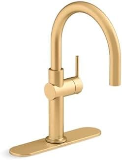 KOHLER 22975-2MB Crue Bar Faucet, Kitchen Bar Faucets for Sink, Vibrant Brushed Moderne Brass
