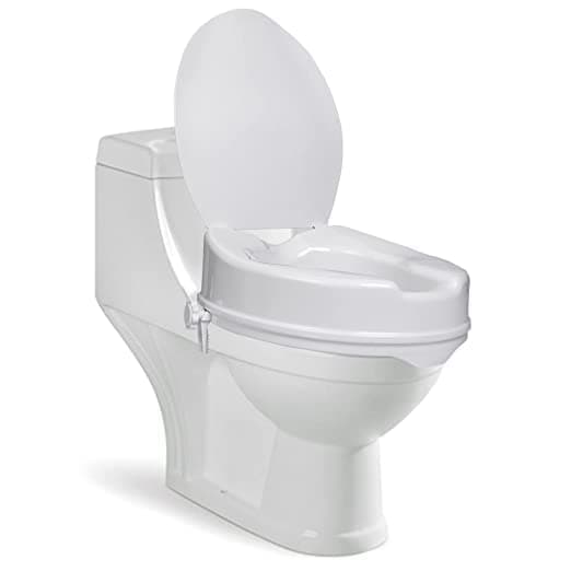 NEOSAFE Portable Lightweight Plastic Toilet Commode Seat Raiser Elevator Extension with lid cover Ideal for Handicap, Knee Patients, Old Senior Citizen (White, Size: 4 Inch)