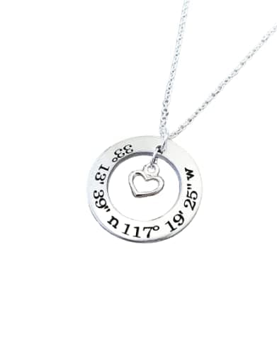 Coordinate Necklace // Personalized Latitude Longitude Necklace // Custom Keepsake Gift to Remember a Specific Location