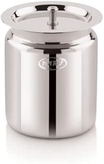 MARU Steel Ghee/Oil Storage Container - 800ml, Durable & Scratch-Free Appearance Dispenser, Multipurpose Usage As Pot/Dani/Jar & More, Ideal for all Kitchens, Silver