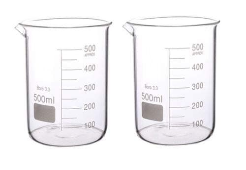 Boro 3.3 Glass Graduated Measuring Beaker for Lab or Kitchen (2x500ml)