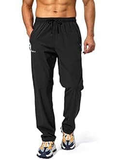 Pudolla Men's Workout Athletic Pants Elastic Waist Jogging Running Pants for Men with Zipper Pockets