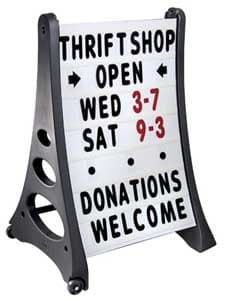 Quick-Load Curb Sign, A Frame Sidewalk Swinger Sign with White Changeable Message Board by QLA