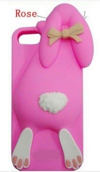 3D Cute Milan Bunny Rabbit Rubber Soft Silicon Case Cover For iphone 5 5G 5S 4 4S 4G delux colors (Rose for iphone 5 5s)