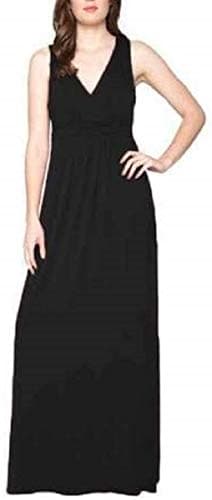 Women's Crossover V-Neck Pull Over Maxi Dress (Large/Black)